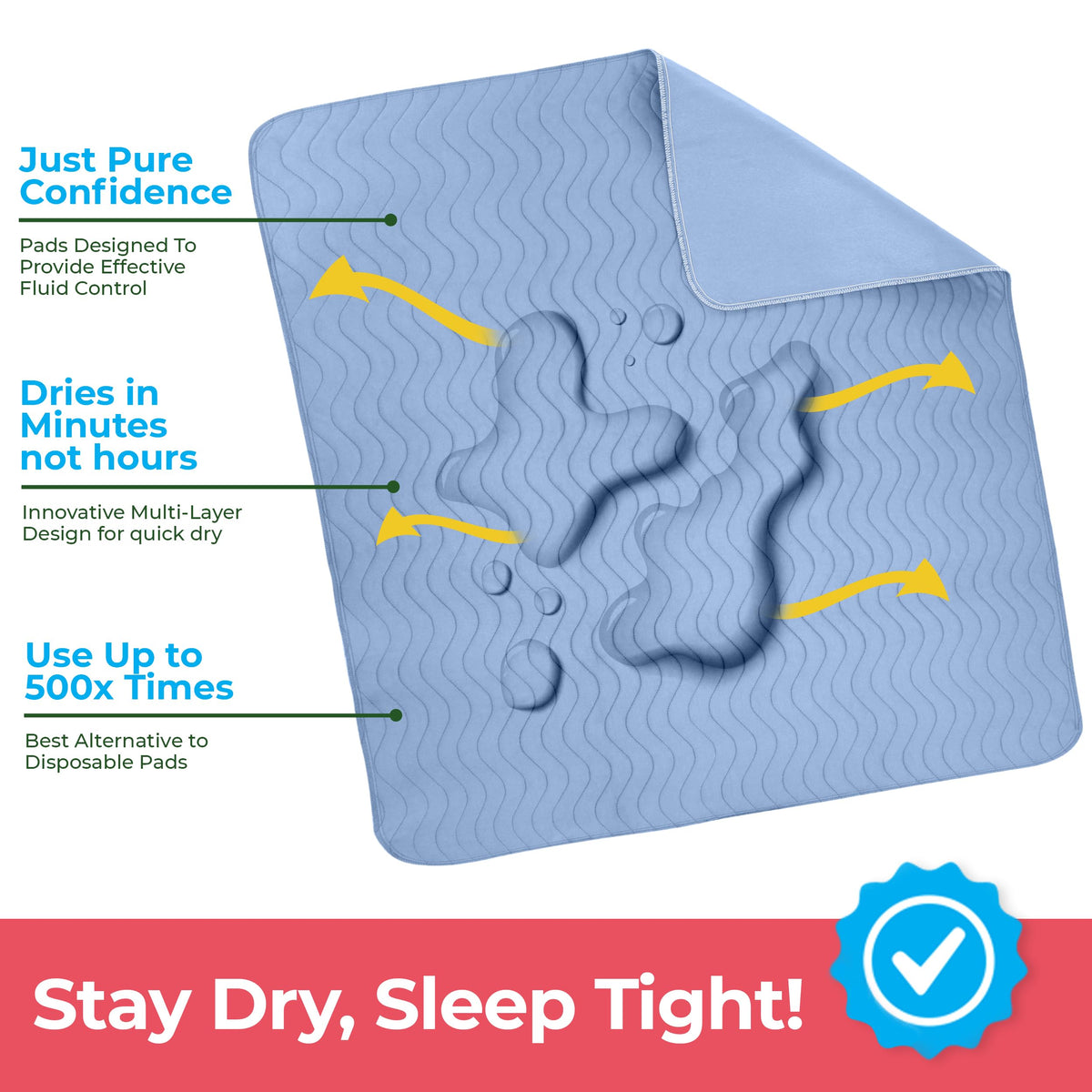 Utopia Bedding (Pack of 4) Waterproof Incontinence Pads Quilted Washable & Absorbent Bed Pad for Adults and Kids 34 x 36 inches (Blue) 🍁 All In One Marketplace Canada