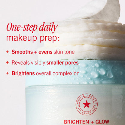 First Aid Beauty - Facial Radiance Pads with Glycolic & Lactic Acids, Daily Exfoliating Pads with AHA, Visibly Smaller Pores, Help Tone & Brighten Skin, One-Step Makeup Prep, Compostable, 28 🍁 All In One Marketplace Canada