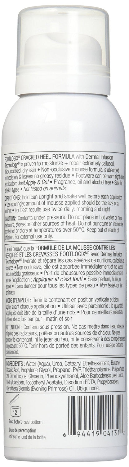 Footlogix Cracked Heel Formula Mousse – Intensive Foot Foam for Rough, Split Skin on Heels – Lightweight, Fast-Absorbing Hydration – 125 ml / 4.2 oz, Non-Greasy Finish 🍁 All In One Marketplace Canada