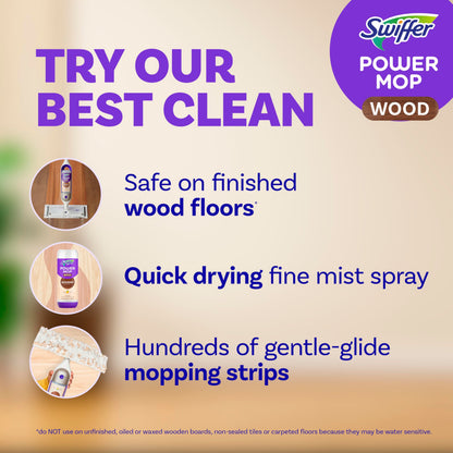 Swiffer Power Mop Wood, Hardwood Floor Cleaner for Mopping Home, All Purpose Multi-Surface Cleaning Set Includes PowerMop Wood, 2 Pads, 1 Quickdry Lemon Solution, & 2 Batteries, 5 Count 🍁 All In One Marketplace Canada