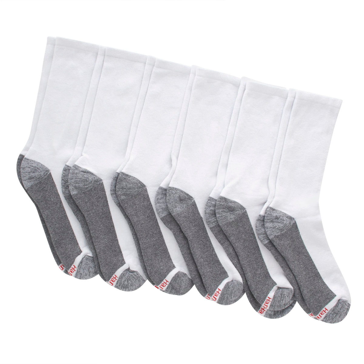 Hanes Men's Socks, Max Cushioned Crew Socks, Available in 6, 8, and 12-Pack, White/Grey Foot Bottom, 12-14 🍁 All In One Marketplace Canada