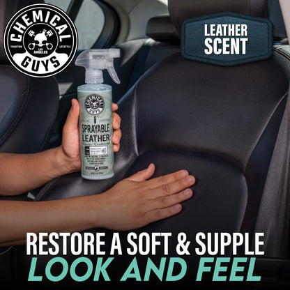 Chemical Guys Sprayable Leather Cleaner and Conditioner in One for Car Interiors, Apparel, and More (Works on Natural, Synthetic, Pleather, and More) Leather Scent, 473 ml 🍁 All In One Marketplace Canada