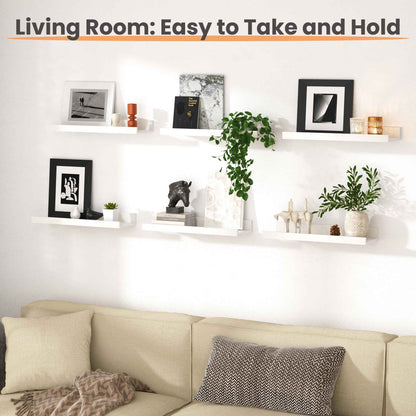 upsimples Floating Shelves for Wall, Decor Storage Set of 6, Wall Mounted Wood Shelves for Bedroom, Living Room, Bathroom, Kitchen, Picture Ledge Shelves, White 🍁 All In One Marketplace Canada