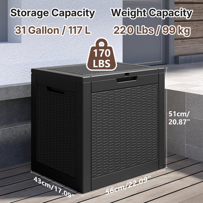 Ceecysaa Rattan-Style 30 Gallon Deck Box Outdoor, Waterproof Storage Box, Black 🍁 All In One Marketplace Canada