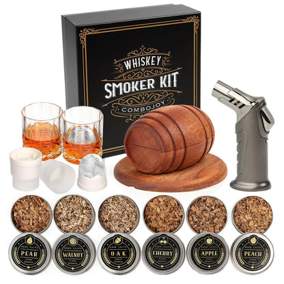Whiskey Smoker Kit with Torch - 6 Flavors Wood Chips, 2 Glasses, 2 Ice Ball Molds - Cocktail Smoker Infuser Kit, Old Fashioned Drink Smoker Kit, Birthday Bourbon Whiskey Gifts for Men,Dad(NO Butane) 🍁 All In One Marketplace Canada