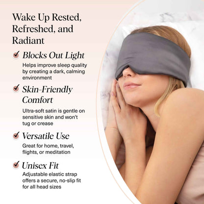 Kitsch Satin Sleep Mask - Eye Masks for Sleep, Softer Than Silk Satin Sleeping Mask Blindfold and Sleep Masks for Women and Men, Eye Care Travel Essentials - Charcoal Black 🍁 All In One Marketplace Canada