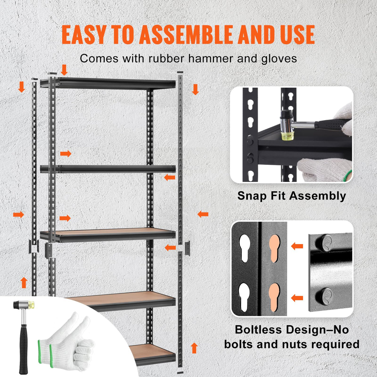 VEVOR Storage Shelving Unit, 5-Tier Adjustable, 2000 lbs Capacity, Heavy Duty Garage Shelves Metal Organizer Utility Rack, Black, 36" L x 18" W x 72" H for Kitchen Pantry Basement Bathroom Laundry 🍁 All In One Marketplace Canada