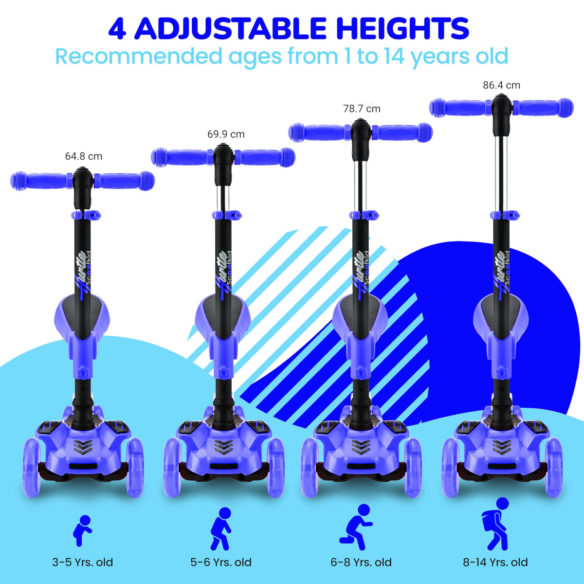 Hurtle - 3 Wheel Foldable Kick Scooter for Kids & Toddlers (Blue CA) 🍁 All In One Marketplace Canada