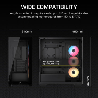 CORSAIR 3500X RS-R ARGB Mid-Tower PC Case – 3X Pre-Installed RS120-R ARGB Fans, GPU Anti-Sag Arm, Fits up to 10x 120mm Fans, Reverse Connection Motherboard Compatible – Black 🍁 All In One Marketplace Canada