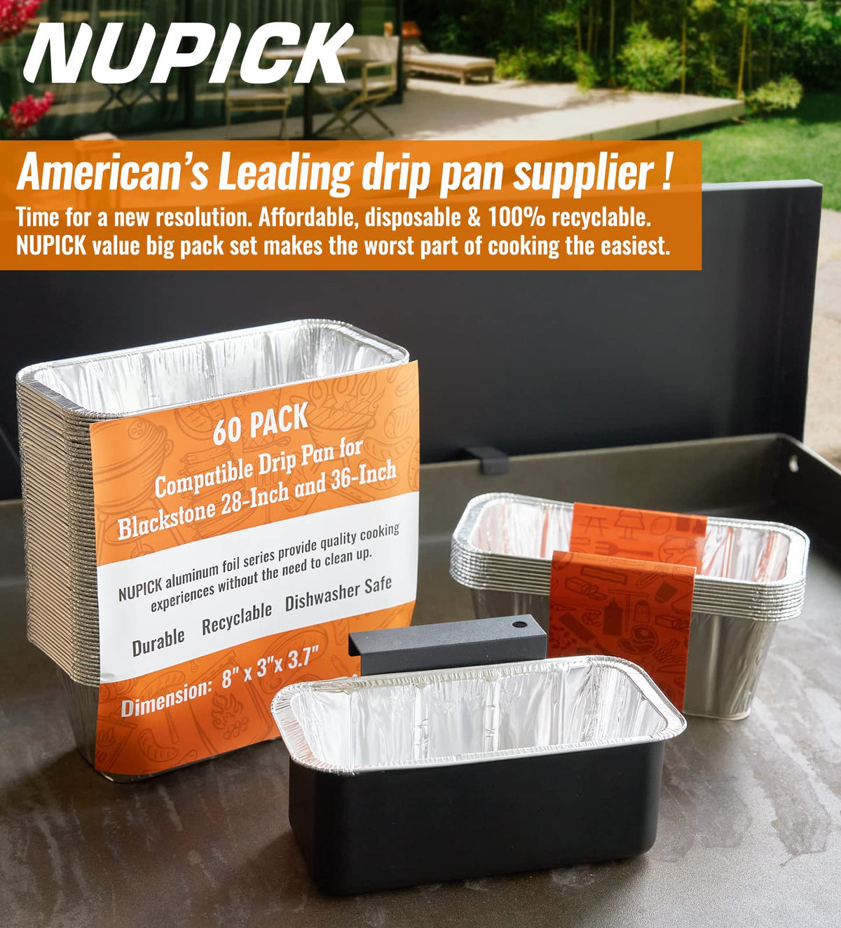 NUPICK 40 Pack Grease Cup Liners for Blackstone 17"/28"/36" Griddle, Drip Pan Liners for Blackstone 5017, Disposable Aluminum Foil Drip Pan Liner 🍁 All In One Marketplace Canada