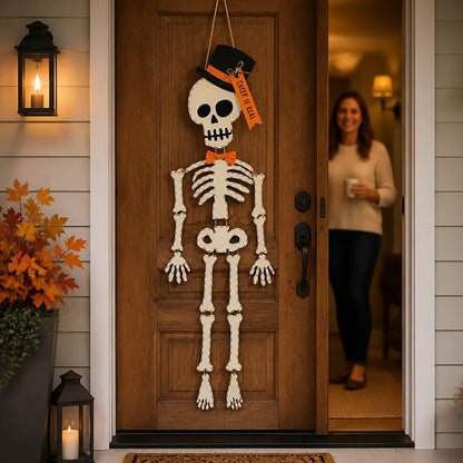 Mud Pie Skeleton Halloween Door Hanger, 65", White