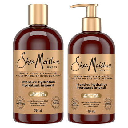 Shea Moisture Manuka Honey and Mafura Oil Shampoo and Conditioner For Extra Dry, Damaged Hair Formulated Without Sulfates, Silicones, Parabens, Phthalates, Mineral Oil or Petrolatum, 384ml (2-Pack) 🍁 All In One Marketplace Canada