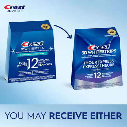 Crest 3D Whitestrips 1-Hour Express At-home Teeth Whitening Kit, 10 Treatments, 12 Levels Whiter for Fast Whitening 🍁 All In One Marketplace Canada