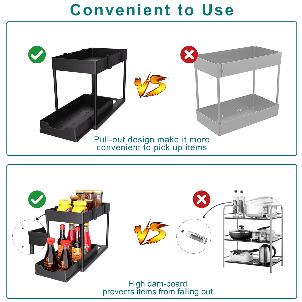 2-PACK Under Sink Organizers and Storage with Sliding Drawer, 2-Tier Bathroom Under Sink Shelf Rack,Multi-Functional Cabinet Storage Space Saver For Kitchen/Bathroom/Bedroom/Office. 🍁 All In One Marketplace Canada