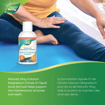 Nature's Way Calcium and Magnesium Citrate 2:1 - Liquid Supplement with Vitamin D3, Vitamin K2 and Collagen – Helps Support the Maintenance of Bones and Teeth – Orange Flavour, 500 mL 🍁 All In One Marketplace Canada