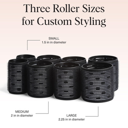Kitsch Ceramic Thermal Hair Rollers for Women – Self Grip Hair Curlers for Heatless Curls Overnight - Volumizing Large Rollers for Short & Long Hair - For Long Lasting Frizz-Free Curls - Black, 8pcs 🍁 All In One Marketplace Canada