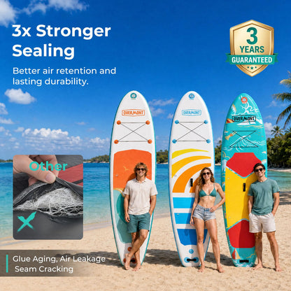 Overmont Inflatable Paddle Board 10'7" x 33" x 6", Extra Wide SUP for Adults & Beginners, 350 lb Stand Up Paddle Board with Adjustable Paddle, Pump, 3 Fins, Leash, Backpack & Repair Kit 🍁 All In One Marketplace Canada