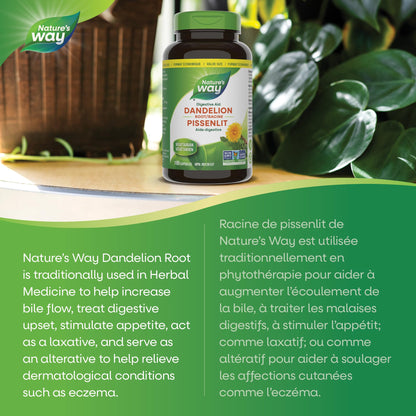 Nature's Way Dandelion Root - Digestion Supplement – Diuretic Laxative - Non-GMO Verified - 180 Vegetarian Capsules, Value Size 🍁 All In One Marketplace Canada
