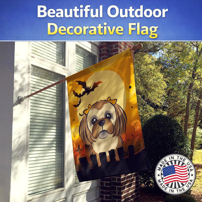 Caroline's Treasures BB1807CHF Halloween Chocolate Brown Shih Tzu Canvas House Size Flag, Multicolor, Large