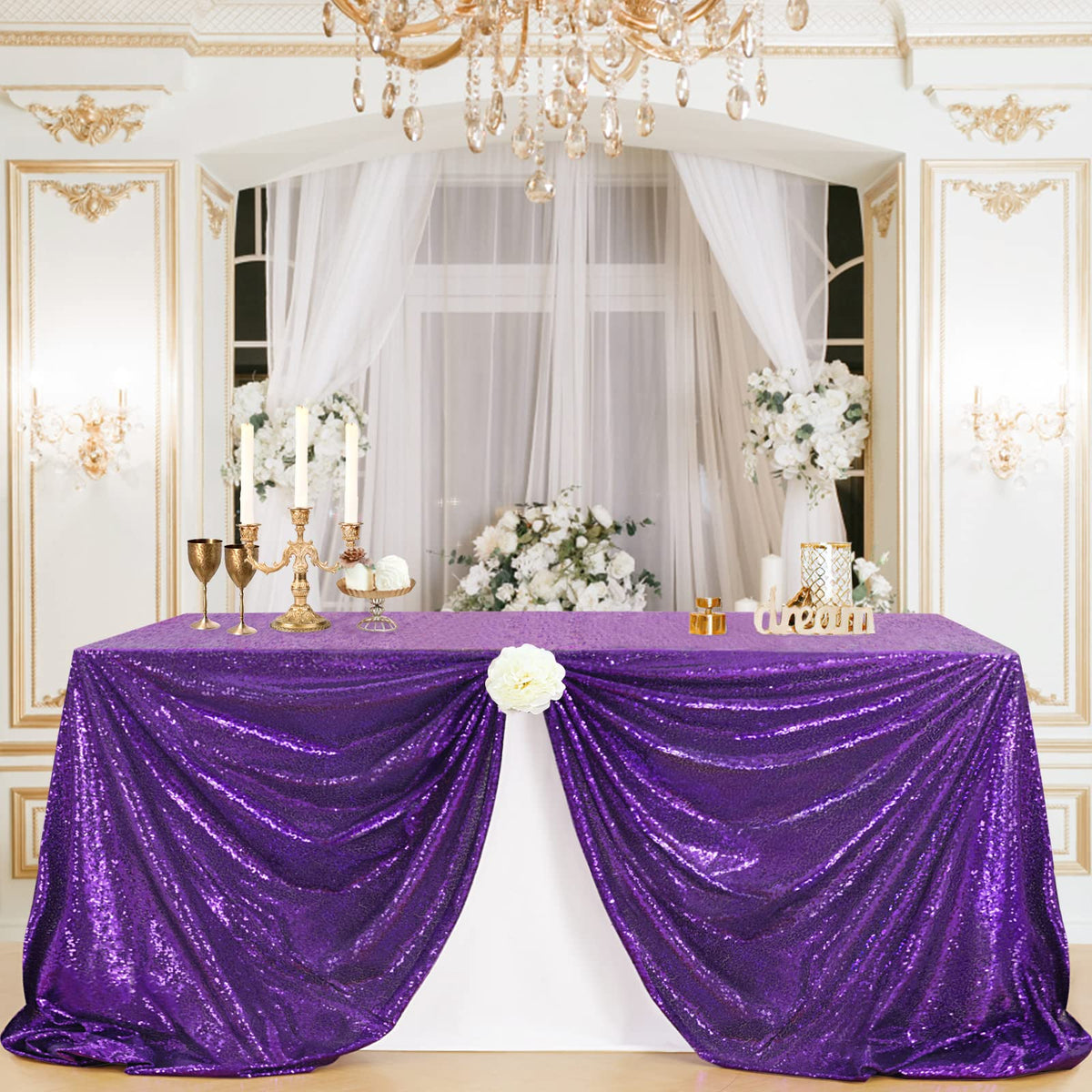 Glitter Table Cloths for Parties Sequin Tablecloths Sparkle Tablecloth for Rectangle Tables 90x132 inch Bridal Shower Tablecloth Glamorous Halloween Wedding Decoration