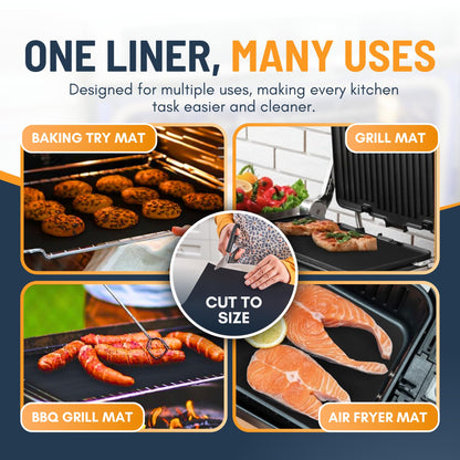Oven Liners for Bottom of Oven - 2 Pack Large Heavy Duty Mats, 17”x25” Non-Stick Reusable Liner for Electric, Gas, Toasters, Grills - BPA & PFOA Free Kitchen Accessory to Keep It Clean (Black) 🍁 All In One Marketplace Canada
