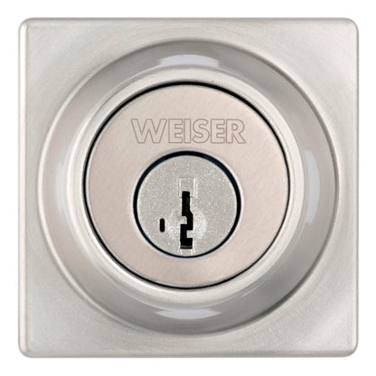 Weiser Elements Satin Nickel Square Deadbolt Lock, ANSI/BHMA Grade 3 Certified Front Door Lock, Kick Proof, Bump Proof & Anti-theft Exterior Door Lock with Key, Traditional Door Locks for Entry Door 🍁 All In One Marketplace Canada