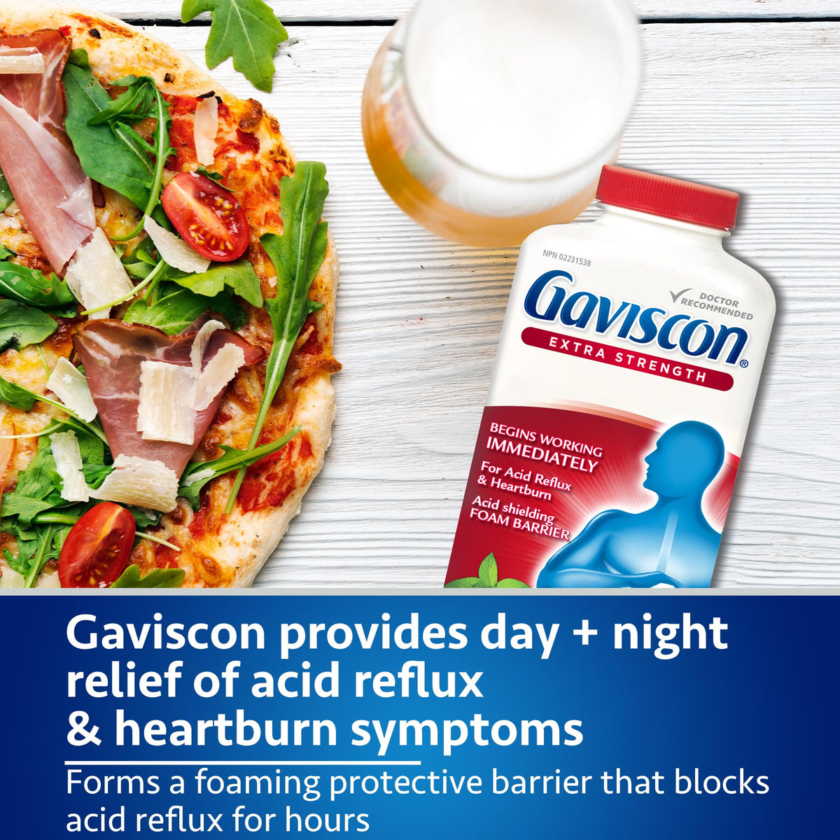 Gaviscon Extra Strength Tablets - 60 Count - Chewable Foaming Antacid Tablets for Day and Night Heartburn Relief, Acid Reflux and GERD relief, Butterscotch - Free of Aluminum, Lactose and Gluten 🍁 All In One Marketplace Canada