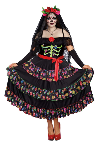 Dreamgirl Womens Plus Size Lady of the Dead Costume, Adult Day of the Dead Halloween Costume 3X