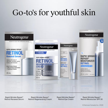 Neutrogena Rapid Wrinkle Repair Regenerating Cream - Retinol Face & Eye Moisturizer - Hyaluronic Acid Serum - 14 mL 🍁 All In One Marketplace Canada