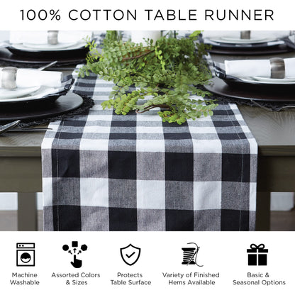 DII 100-Percent Cotton, Machine Washable, Dinner, Halloween Table Runner 14x108", Orange and Black Buffalo Check
