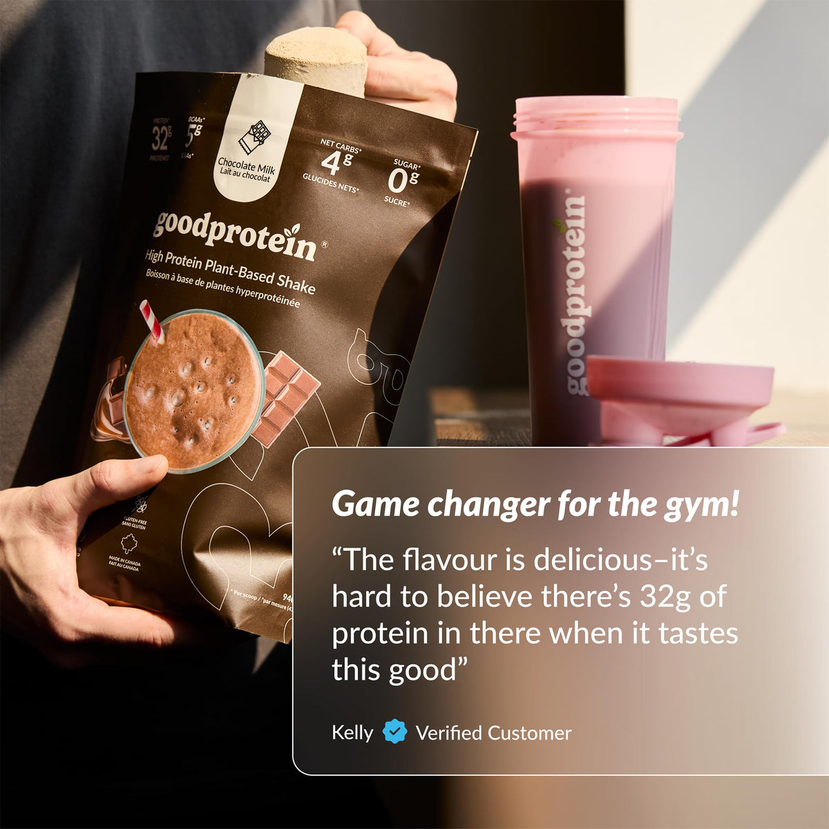 Good Protein – 32g Protein, Vegan High Protein Powder, 100% Natural, Non-GMO, Dairy-free, Gluten & Soy Free and No Added Sugar. Plant-Based Protein Shake (Chocolate Milk, 940 g) 🍁 All In One Marketplace Canada