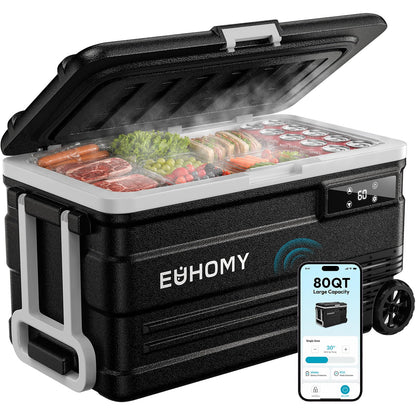 EUHOMY 12 Volt Refrigerator, 80QT(75L) 12V Fridge, Electric Cooler APP Control, Car Fridge 12/24V DC 110-240V AC, Car Refrigerator 0℉~68℉, 12 Volt Cooler for Camping, Trip, Truck, Boating, Outdoor 🍁 All In One Marketplace Canada