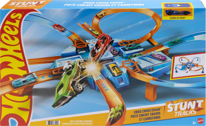 Hot Wheels Track Set with 1:64 Scale Toy Car, 4 Intersections for Crashing, Powered by a Motorized Booster, Criss-Cross Crash Track 🍁 All In One Marketplace Canada