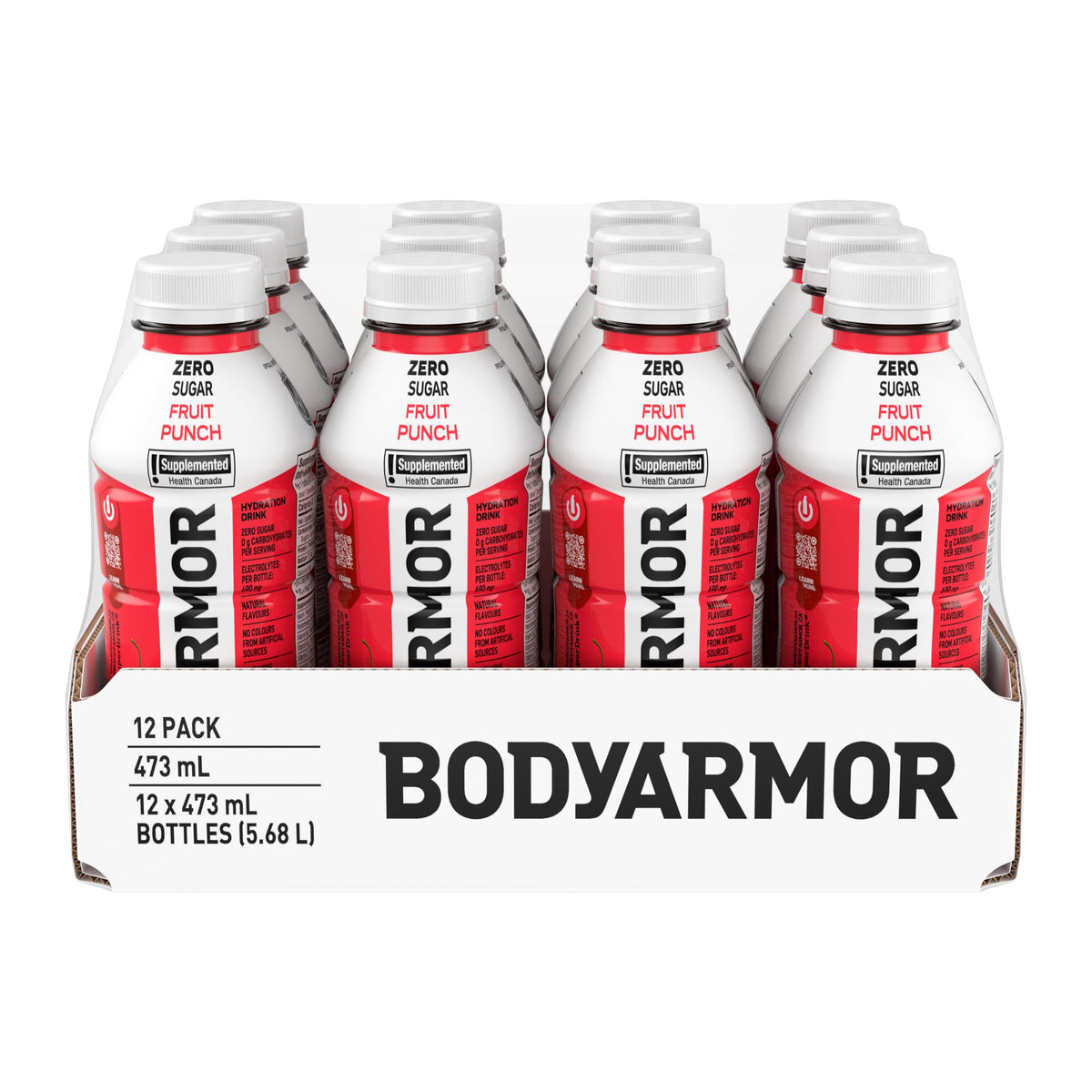 BODYARMOR Zero Sugar Fruit Punch, 473 mL Bottles (12 Pack) – Low-Calorie Sports Hydration Drink with Coconut Water, Potassium-Packed Electrolytes and Antioxidant Vitamins 🍁 All In One Marketplace Canada
