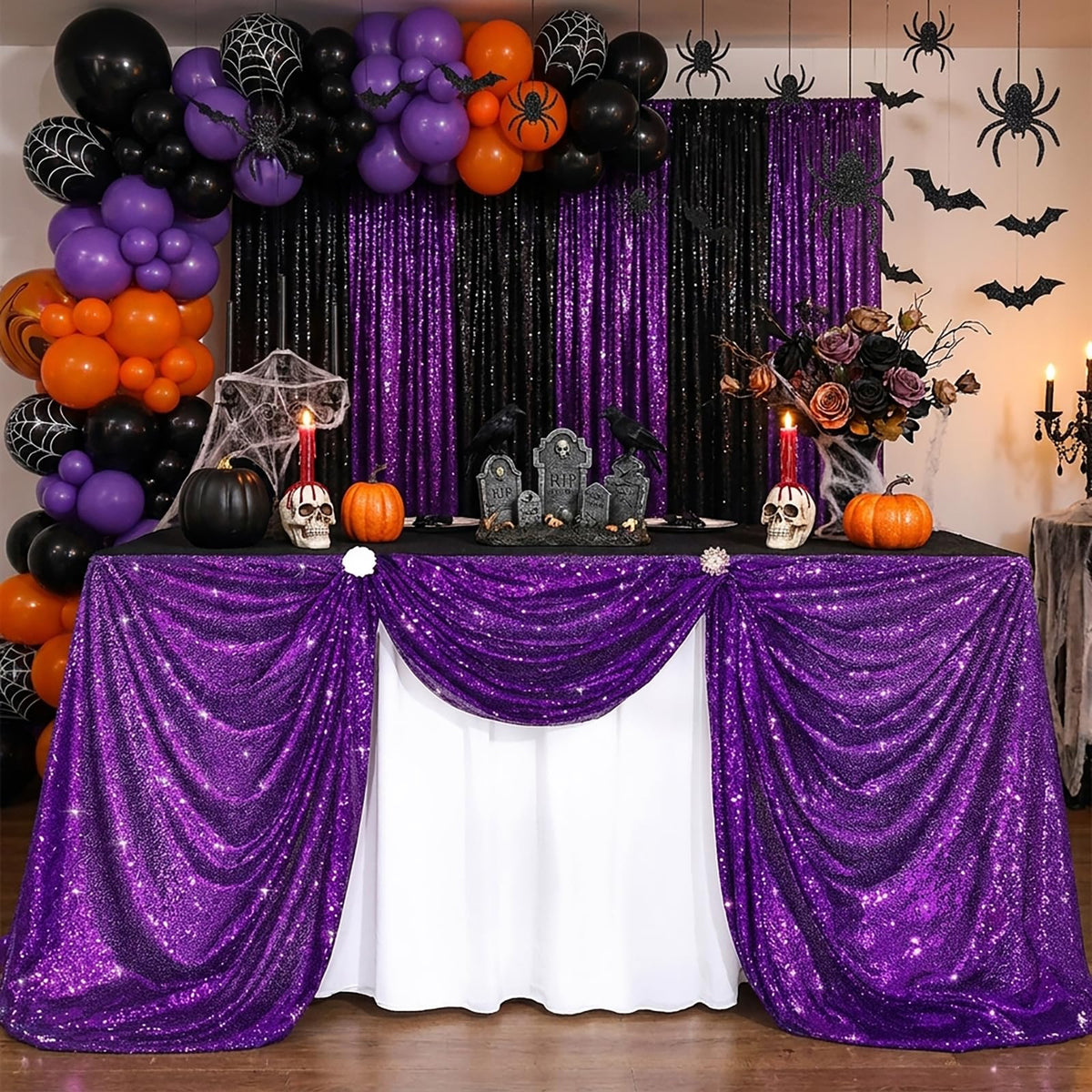 Glitter Table Cloths for Parties Sequin Tablecloths Sparkle Tablecloth for Rectangle Tables 90x132 inch Bridal Shower Tablecloth Glamorous Halloween Wedding Decoration