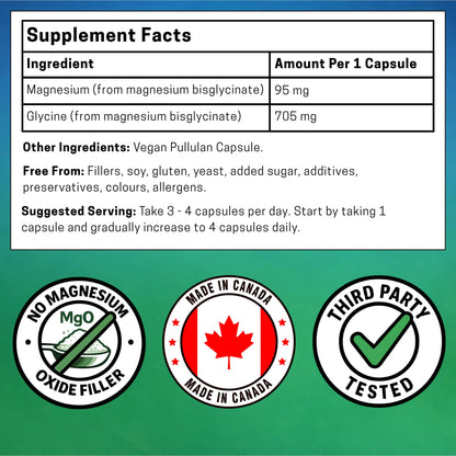 PrizMAG Pure Magnesium Bisglycinate, Magnesium Glycinate, 380mg of Mag Per Serving | Supports Muscle & Bone Health - Gentle on Digestion & High Absorption | Made in Canada - 120 Capsules 🍁 All In One Marketplace Canada