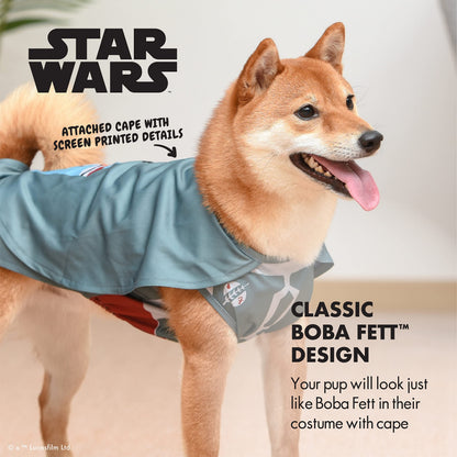 Star Wars for Pets Boba Fett Halloween Dog Costume - Officially Licensed Star Wars Bounty Hunter Dog Costume with Attached Cape, Machine Washable Polyester, Size Large