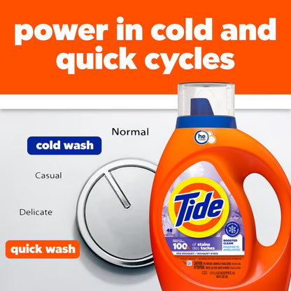 Tide Liquid Laundry Detergent, Iris Bouquet Scent, 100 Loads, Boosted Clean even in cold water, laundry soap, concentrated liquid detergent, 3.69 L 🍁 All In One Marketplace Canada