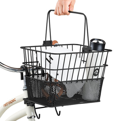 Retrospec Apollo Detachable Front Bike Basket Steel Half-Mesh with Integrated Detachable Hooks and Built-in Handle, Easy Assembly and Portability for Bicycles 🍁 All In One Marketplace Canada