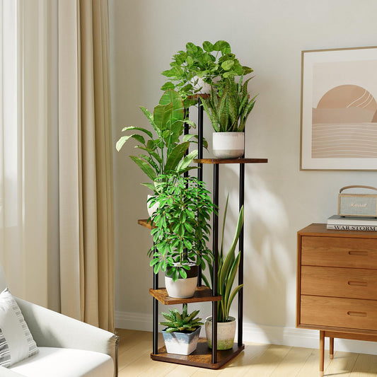 Bamworld 5 Tier 5 Potted Plant Stand Indoor, Tall Metal Plant Shelf for Multiple Plants, Corner Black Flower Pots Shelf for Patio Garden Balcony Living Room Bedroom 🍁 All In One Marketplace Canada