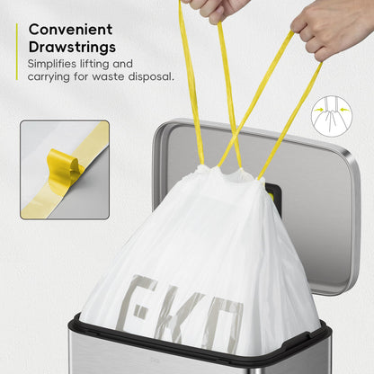 EKO 13 Gallon / 40-60 Liter Drawstring Trash Bags, Extra-Strong Unscented Garbage Bags, 60 Count Easy-Dispense Roll for Kitchen & Household Use, Leak-Resistant, Code F, White 🍁 All In One Marketplace Canada