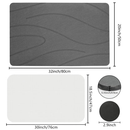 Ceecysaa 80x50cm Stone Bath Mat, Diatomaceous Earth Quick Dry Non Slip, Dark Gray 🍁 All In One Marketplace Canada