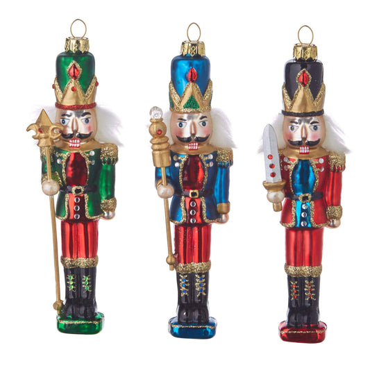 RAZ Imports 2020 Nutcracker Traditions 6.5-Inch Nutcracker Ornament Set, Assortment of 3, Glass, Christmas, Halloween, Wedding, Housewarming, Easter