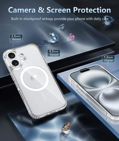 FNTCASE for iPhone 16 Case Clear: Magnetic Phone Cases with Screen Protector Drop Proof Compatible with Magsafe Slim Anti Yellowing Rugged Shockproof Protective Cell Cover (A-Clear Magnetic) 🍁 All In One Marketplace Canada
