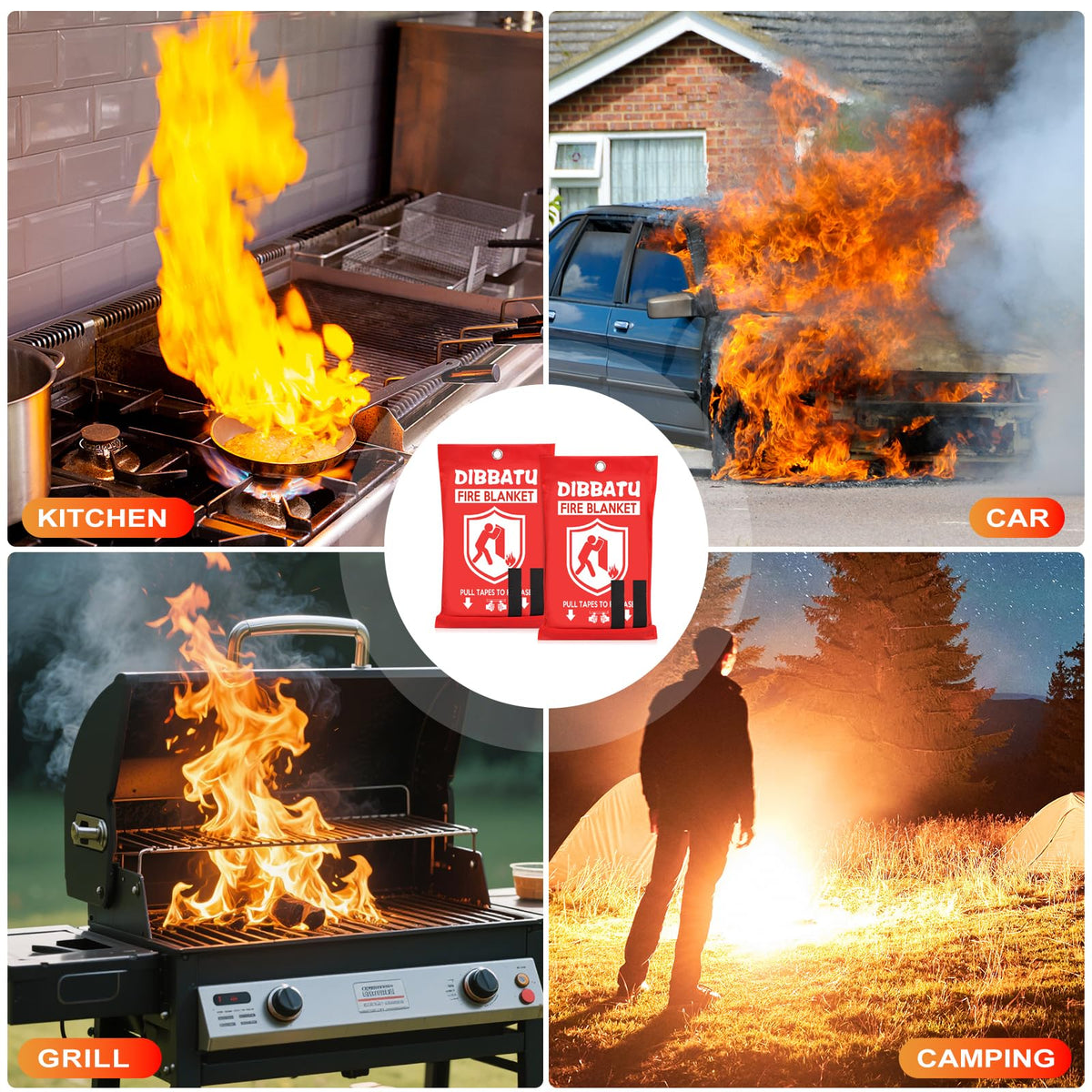 Fire Blanket for Home and Kitchen,Emergency for Small Fire,Reused,Easy Use 🍁 All In One Marketplace Canada
