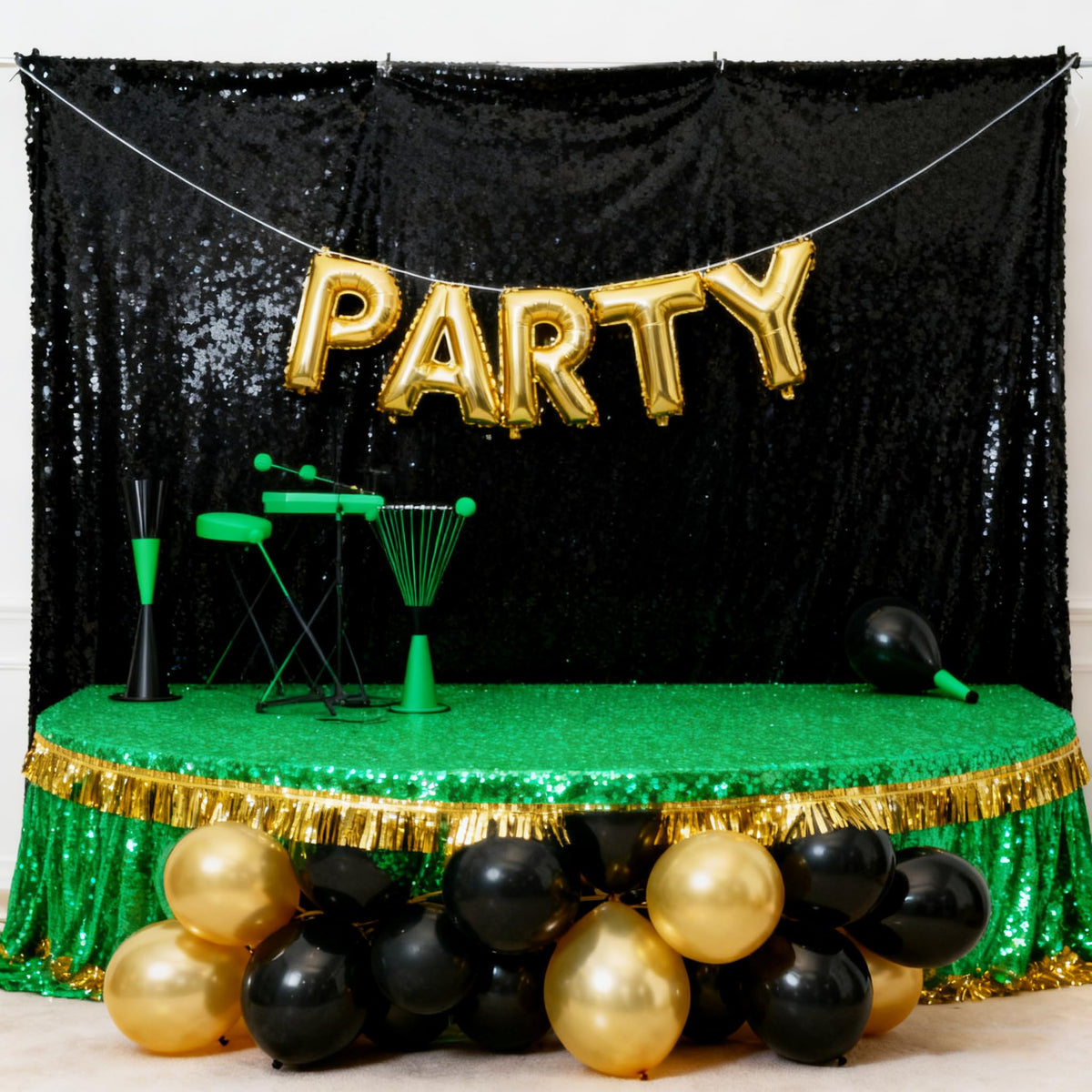 Black Backdrop for Graduation Decorations: 2ftx8ft Black Sequin Halloween Backdrop Curtains Panels Wedding Ceremony Party Home Decorations 3 Packs
