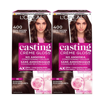 L'Oréal Paris Casting Crème Gloss Hair Dye, 400 Dark Brown, Semi permanent Hair Color with Hair Gloss, 1 Kit (Pack of 2) 🍁 All In One Marketplace Canada