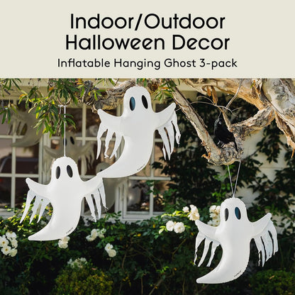FUNBOY Hanging Ghost Halloween Decorations, Outdoor Décor, 3 Pack