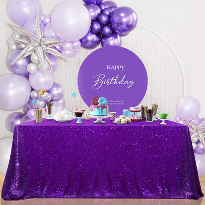 Purple Sequin Tablecloth Sparkly Mermaid Tablecloth Halloween Glitter Table Overlay Bridal Shower Decorations Christmas Rectangular Tablecloths 50x80 Inch