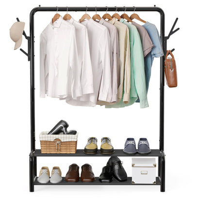 Simple Houseware 52-Inch Garment Rack with Storage Shelves and Coat/Hat Hanging Hooks, Black 🍁 All In One Marketplace Canada